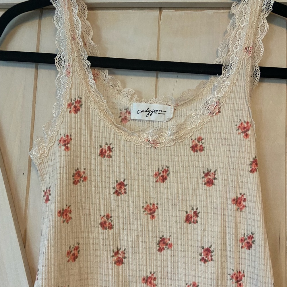 Carly Jean Los Angeles Julia rose/lace tank top
